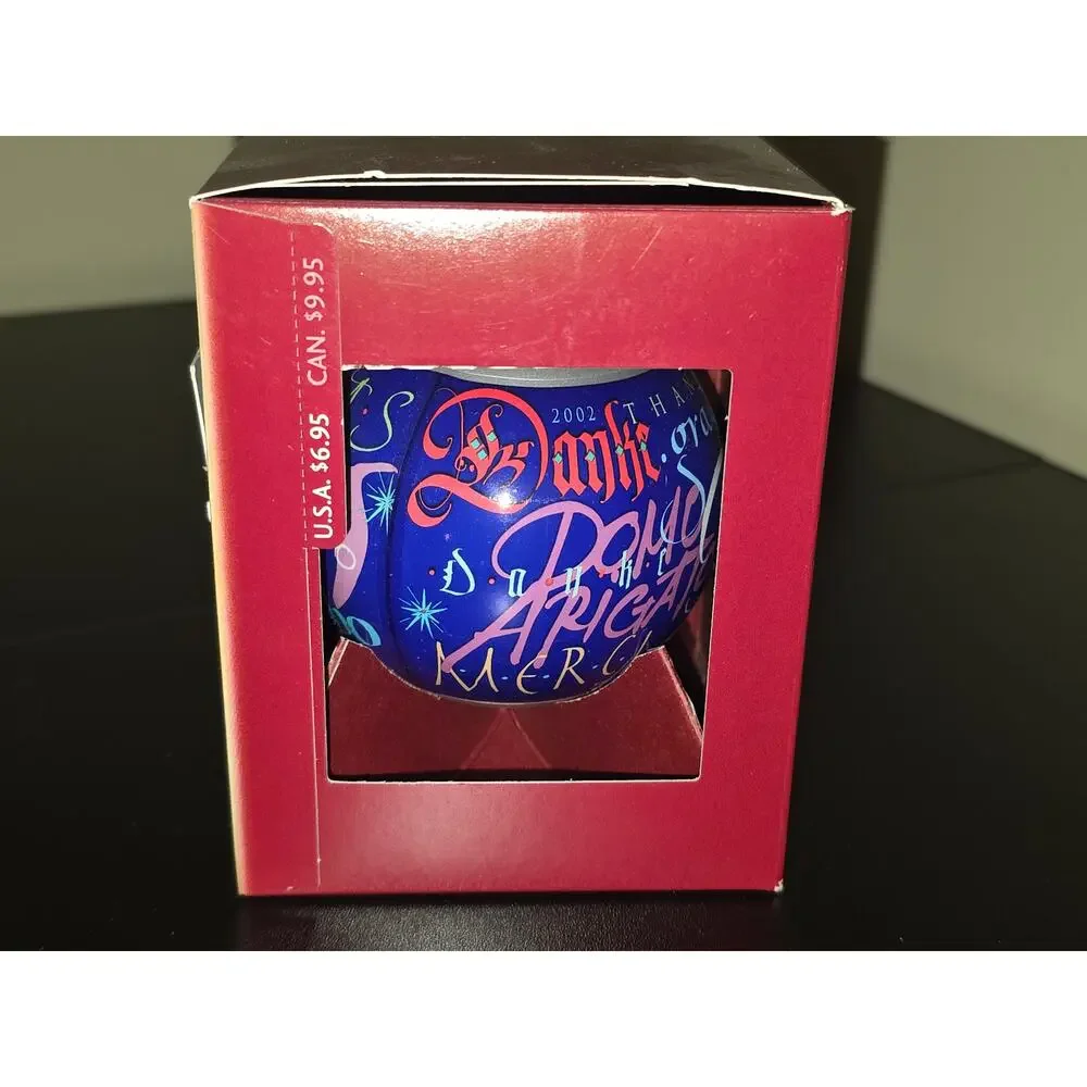 Vintage 2002 Hallmark Christmas Thank You Ball Ornament Keepsake - 9 Languages
